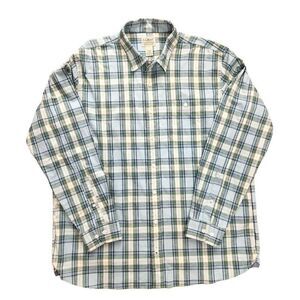 L.L. Bean Men's Plaid Button Down Shirt - Blue and White
